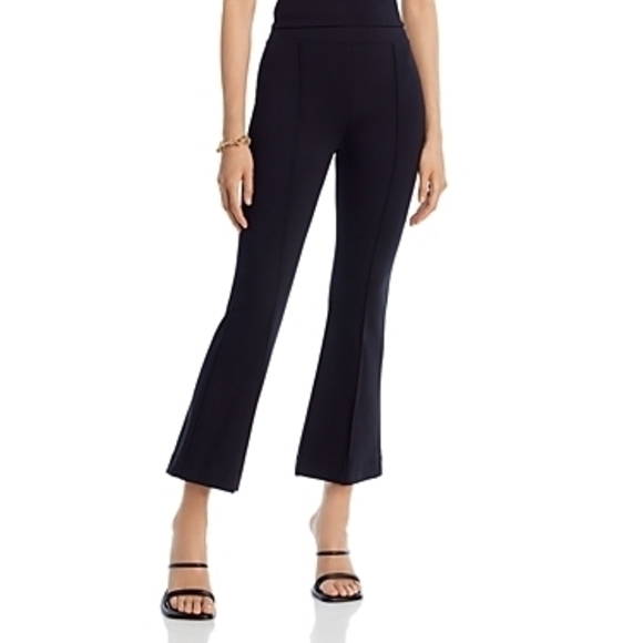 Rosetta Getty Pintuck Scuba Pull-on Cropped Flare Pants Black Large